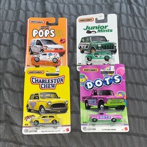 Matchbox Collectible Toy Car Set - Orange, Green, Yellow, Pink